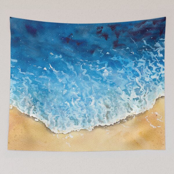 Item preview, Foamy blue waves designed and sold by MaryWatercolor.