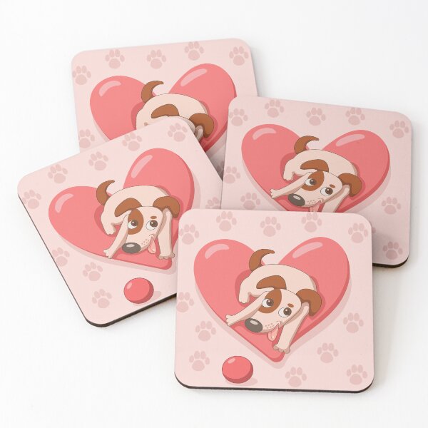 Item preview, funny cute puppy lies on a pink heart with a ball designed and sold by Liubov-dogs.
