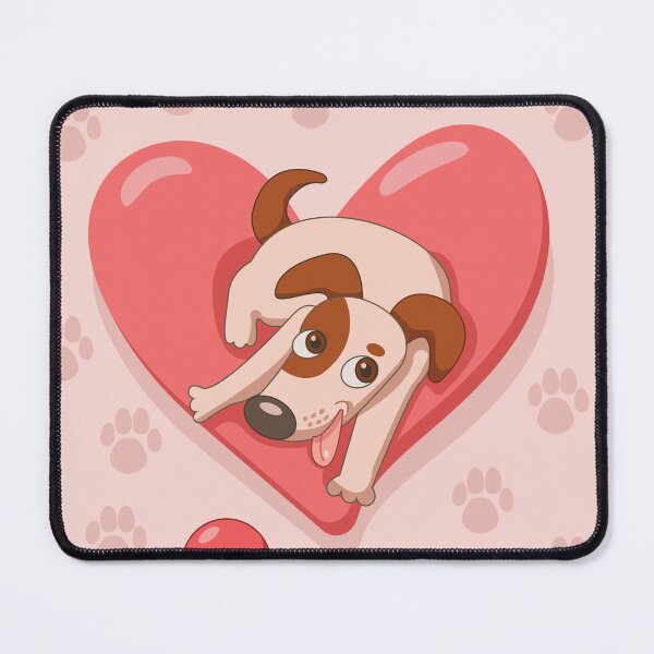 Item preview, funny cute puppy lies on a pink heart with a ball designed and sold by Liubov-dogs.