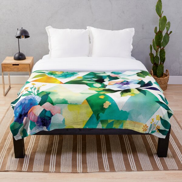 Item preview, Blue and Green Botanical Watercolor Serene Artwork. Floral Surface Background. designed and sold by LotusBlanc.