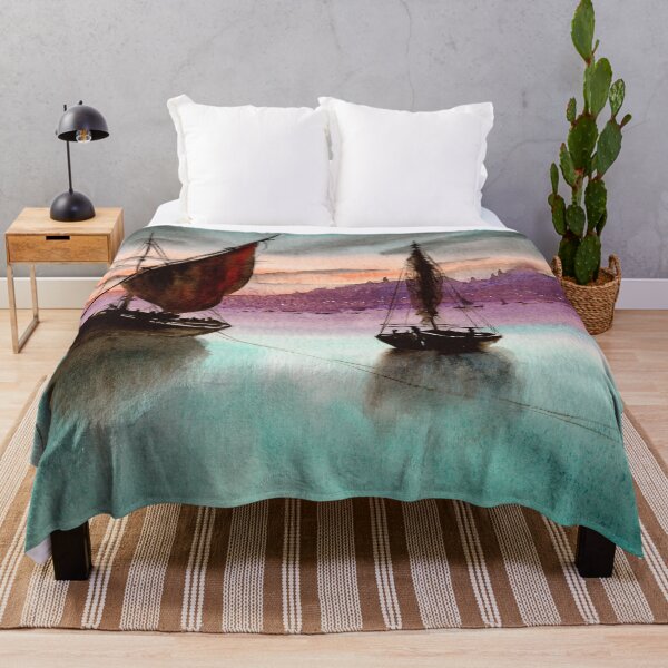 Item preview, Acuarela dos barcos de pesca en el mar verde. designed and sold by MaryWatercolor.