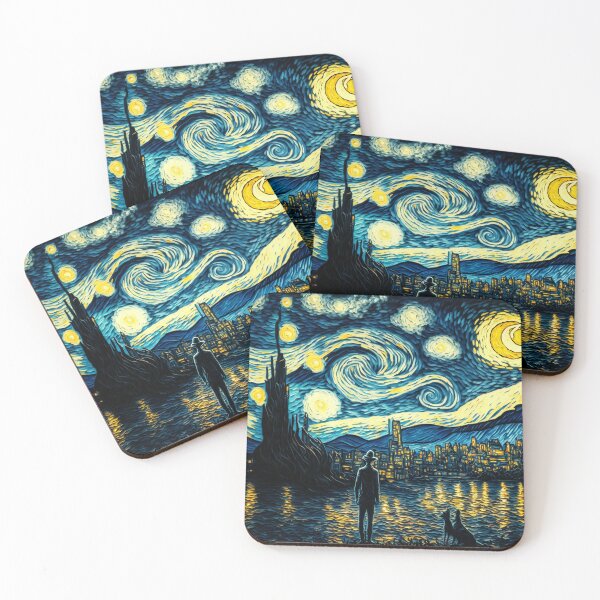 Item preview, Starred night Van Gogh version. Manga Comic Style AI generated art.  designed and sold by NewVersionArt.