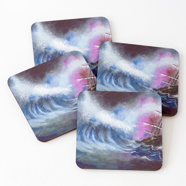 Item preview, Watercolor illustration of the ship in the ocean storm designed and sold by MaryWatercolor.