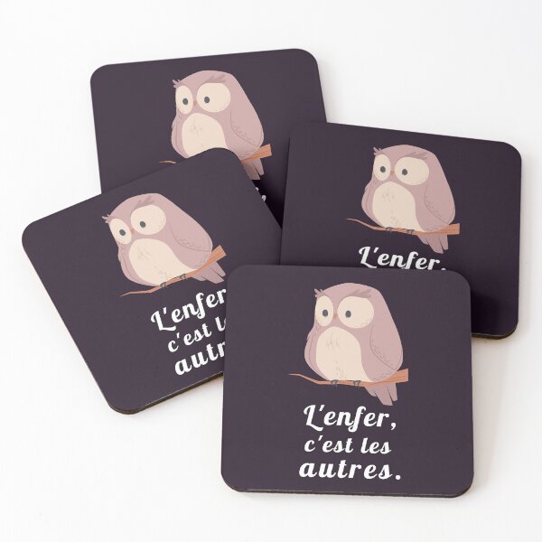 Item preview, owl with a sartre quote: L'enfer c'est les autres designed and sold by artbleed.