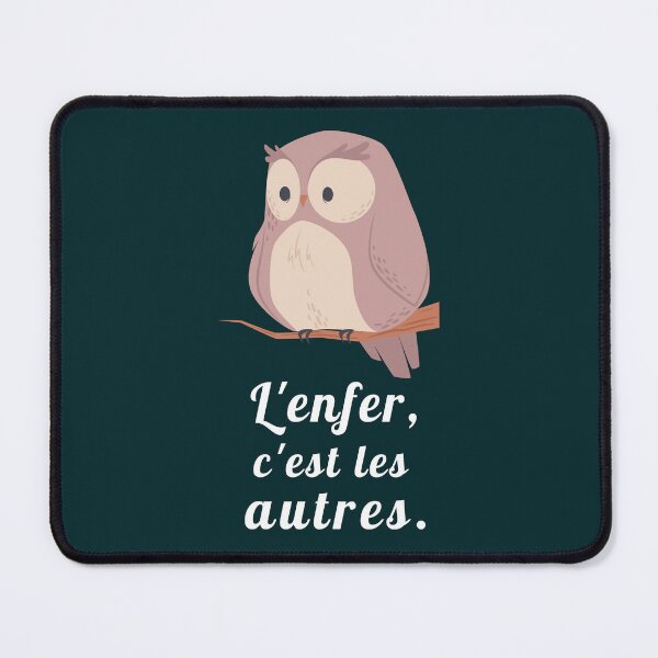 Item preview, owl with a sartre quote: L'enfer c'est les autres designed and sold by artbleed.