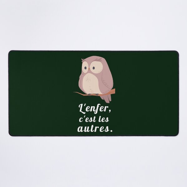 Item preview, owl with a sartre quote: L'enfer c'est les autres designed and sold by artbleed.