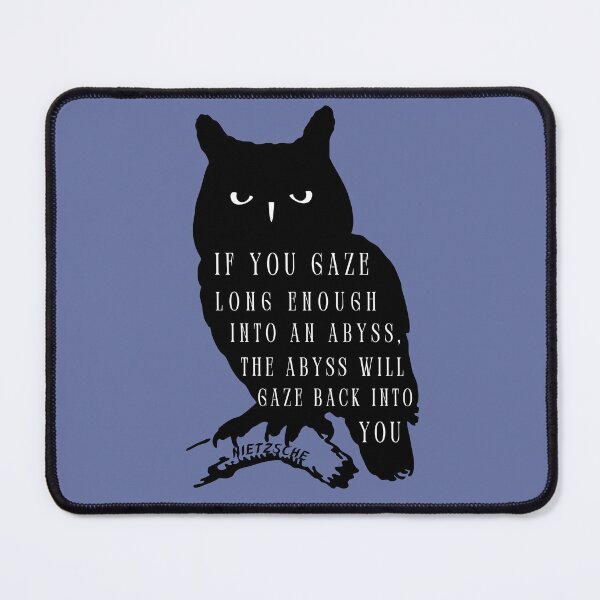 Item preview, Owl art and nietzsche quote: if you gaze long enough into an abyss the abyss will gaze back into you designed and sold by artbleed.