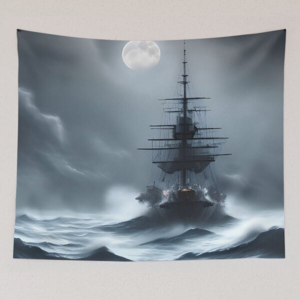 Item preview, Ship in the storm at full moon designed and sold by Djantrix.