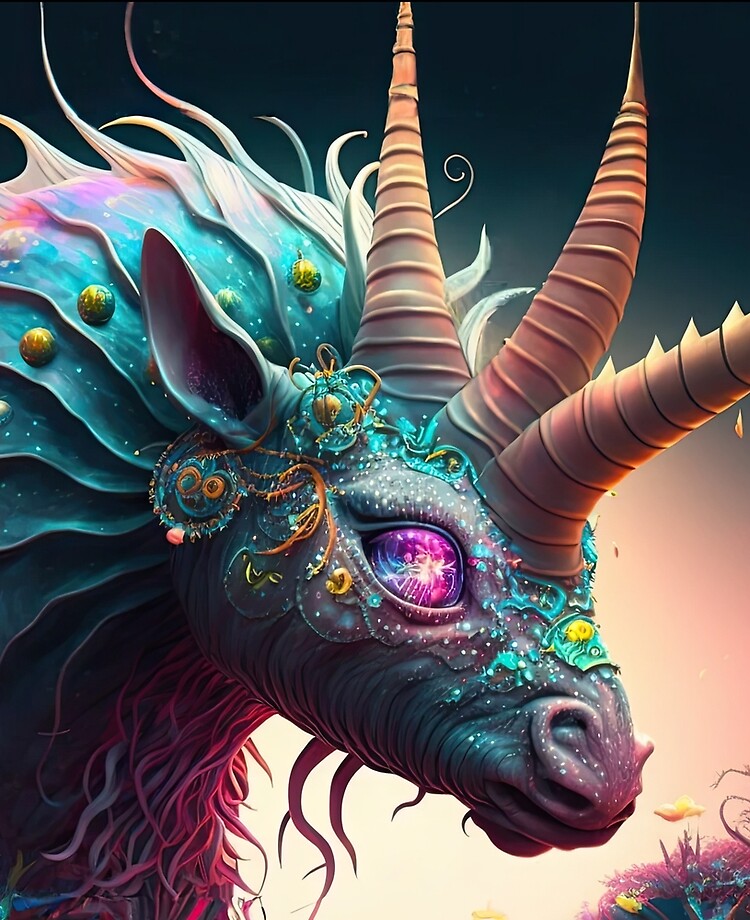 3 Headed unicorn Art Print by Wheel of Fortune