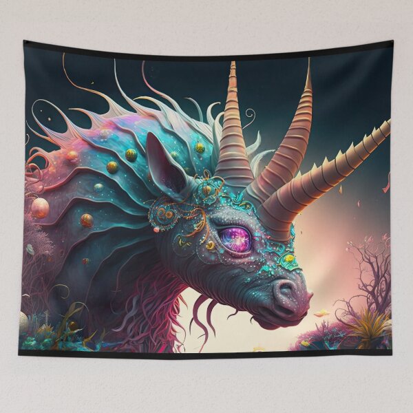Item preview, Trinicorn - Rare Magical Unicorn With Three Horns from Another Dimension - very high resolution - Original Artwork designed and sold by CloudofKnowing.