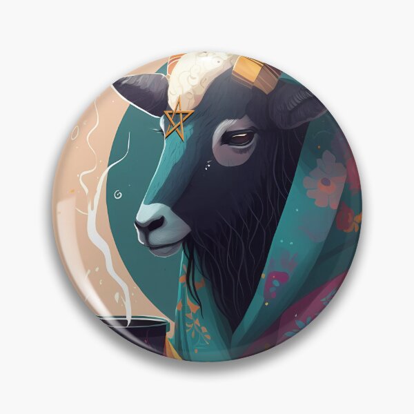 Item preview, Cozy Baphomet - Cute Baphomet Sipping a cup of tea in his robe - colorful illustration designed and sold by ThriceRound.