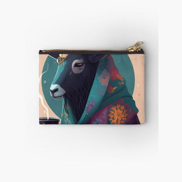 Item preview, Cozy Baphomet - Cute Baphomet Sipping a cup of tea in his robe - colorful illustration designed and sold by ThriceRound.
