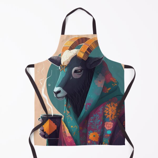 Item preview, Cozy Baphomet - Cute Baphomet Sipping a cup of tea in his robe - colorful illustration designed and sold by ThriceRound.