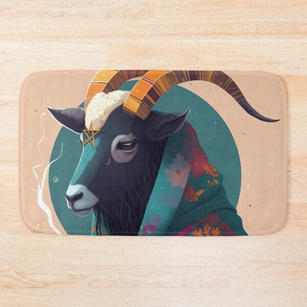 Item preview, Cozy Baphomet - Cute Baphomet Sipping a cup of tea in his robe - colorful illustration designed and sold by ThriceRound.