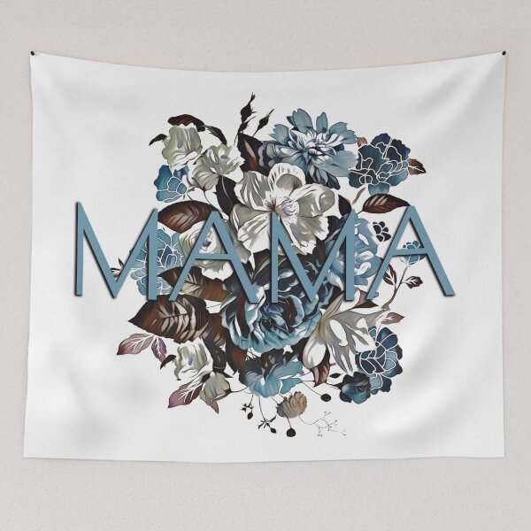 Artikelvorschau, Mama mit blauen und braunen Rosen und Blumen entworfen und verkauft von Inktown.