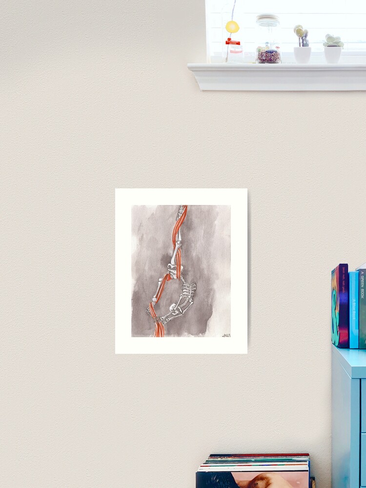 Aperçu 2 sur 3. Impression artistique avec l'œuvre Squelette faisant des tissus aériens créée et vendue par lysswhitart.