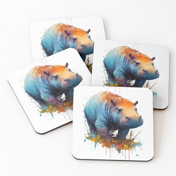 Item preview, Paint splatter hippo- pop art designed and sold by Artxplor.