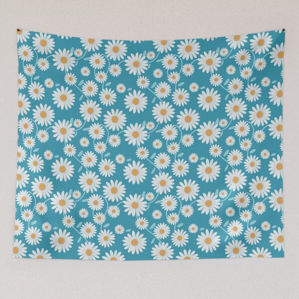 Item preview, Daisies on blue background designed and sold by Bluecat93.