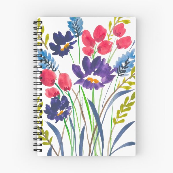 Artikelvorschau, Helle Aquarell-Wildblumen mit Lila und Rosa entworfen und verkauft von JuniperWD.