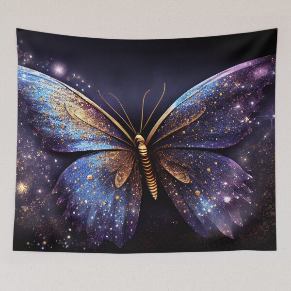 Artikelvorschau, Mystischer Schmetterling, Lila, Blau und Gold, glitzert M2 entworfen und verkauft von Goddess888.