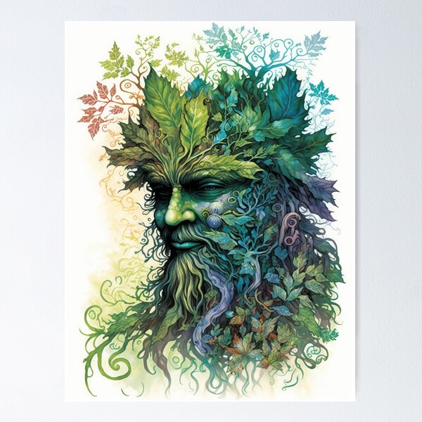 Item preview, Green Man - Woodland Witchy Greenman Nature God designed and sold by MoonBohemian.
