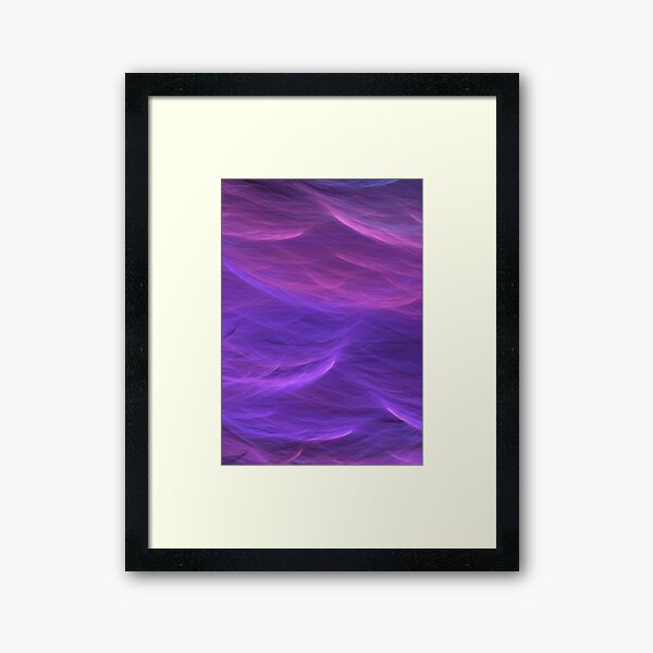 Pink and Purple Ultra Violet Soft Fractal Waves Framed Art Print