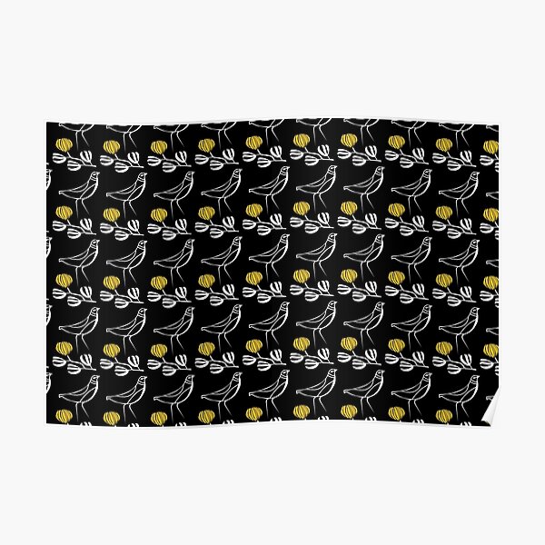 little bird and yellow flower Poster