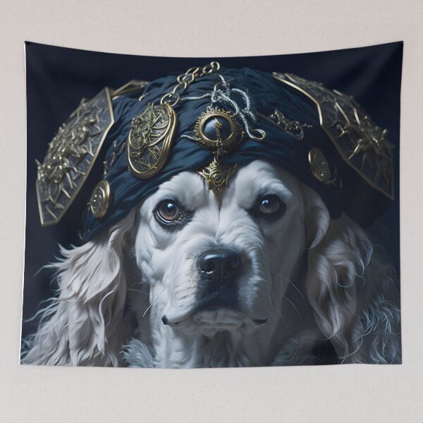 Item preview, Steampunk Pirate Dog - The White Furry Corsair designed and sold by nouveaudecor.