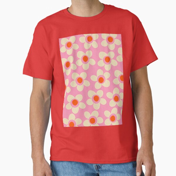Item preview, Maisie Flowers Pink Retro Floral Pattern Orange Cream designed and sold by kierkegaard.