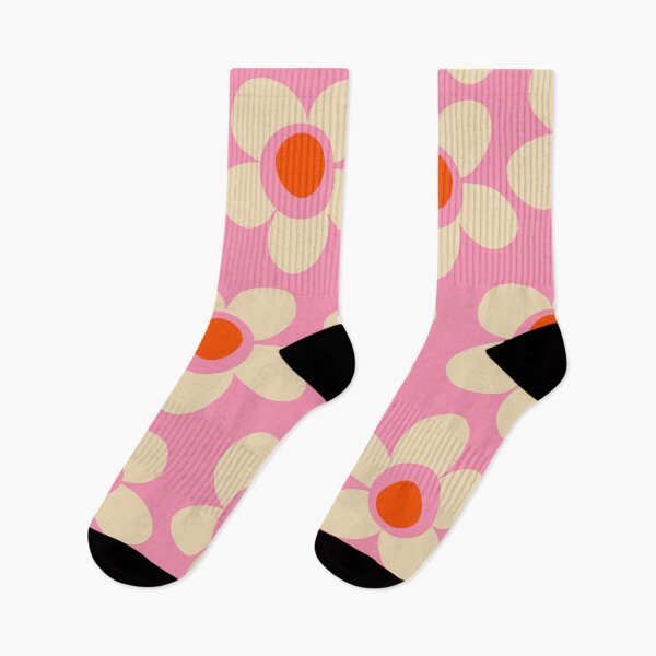 Item preview, Maisie Flowers Pink Retro Floral Pattern Orange Cream designed and sold by kierkegaard.