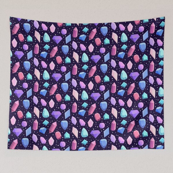 Item preview, Cute colorful fantasy gems and crystals pattern  designed and sold by Yarafantasyart.