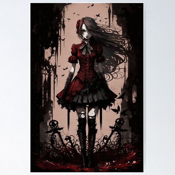 Dark Anime Girl Art Anime Aesthetic Print Gothic Emo Gamer -  Finland