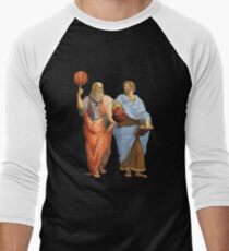 Plato and Aristotle in Epic Basketball Match Men's Baseball ¾ T-Shirt