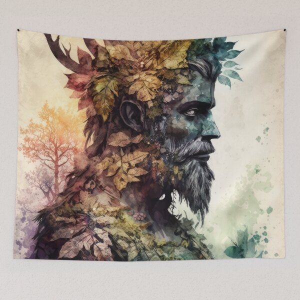 Item preview, Green Man - Woodland Witchy Greenman Nature God designed and sold by MoonBohemian.