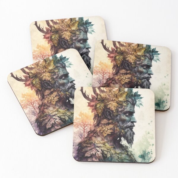 Item preview, Green Man - Woodland Witchy Greenman Nature God designed and sold by MoonBohemian.