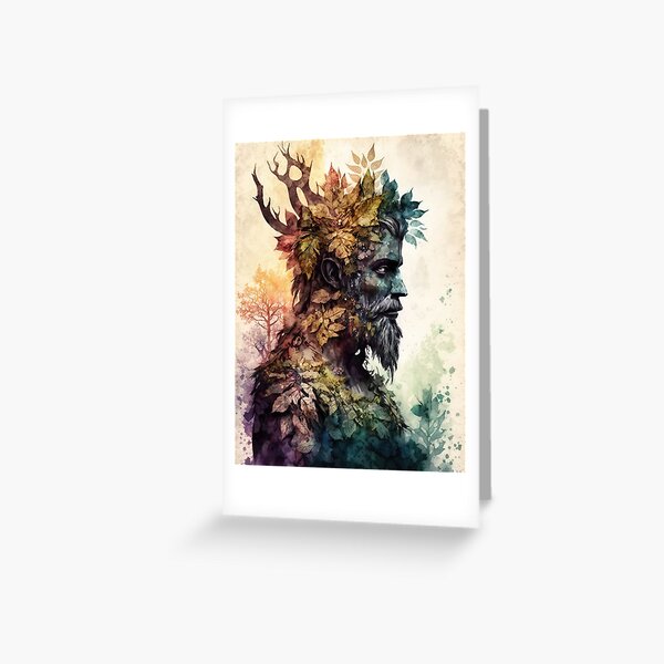 Item preview, Green Man - Woodland Witchy Greenman Nature God designed and sold by MoonBohemian.