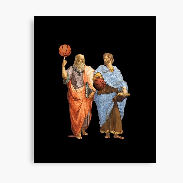 Plato and Aristotle in Epic Basketball Match Canvas Print