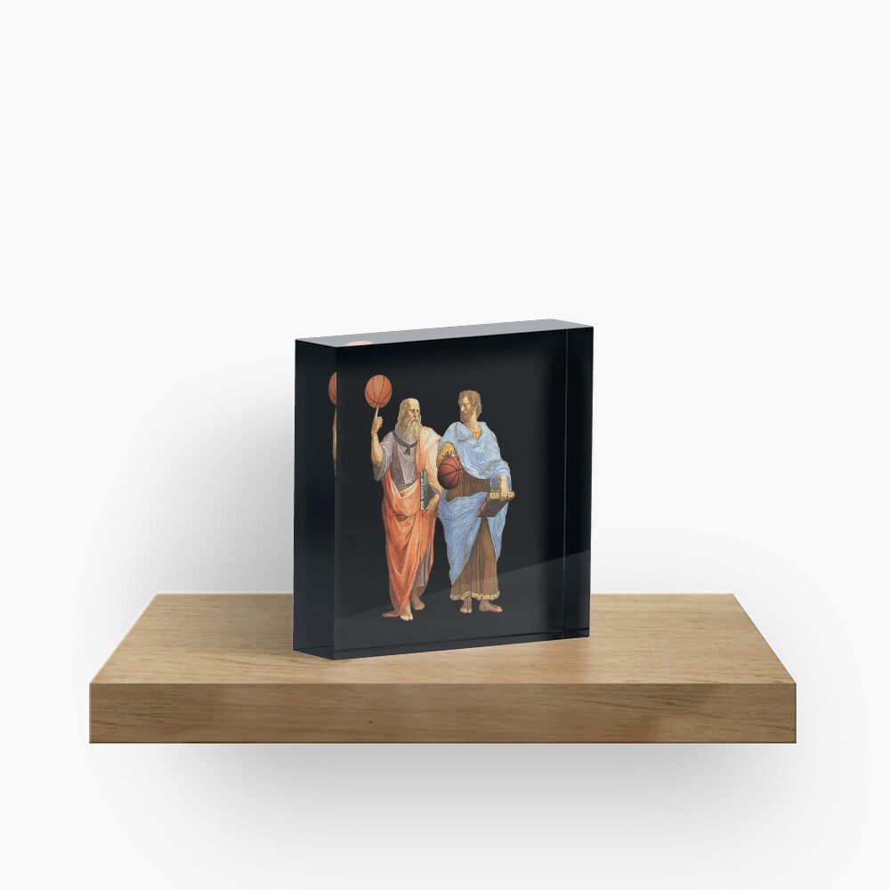 Plato and Aristotle in Epic Basketball Match Acrylic Block