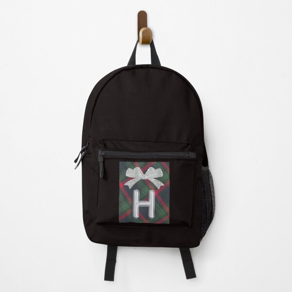 Item preview, Glorious Red and Green Plaid with Glittering Bow and Puff Initial-H designed and sold by SunMoonBeyond.
