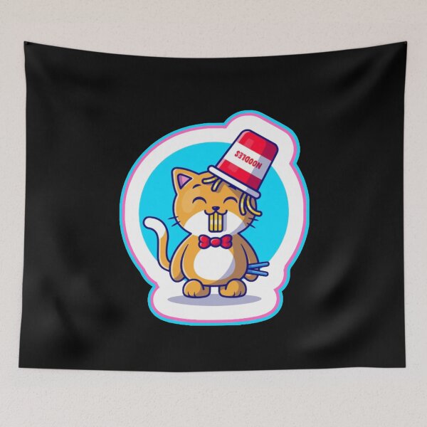 Item preview, Gatito kawaii comiendo fideos ramen designed and sold by comicc.