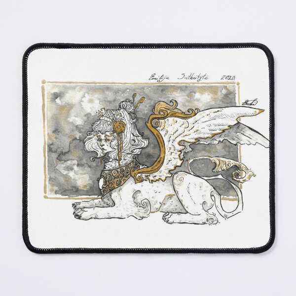 Item preview, Art nouveau sphynx black and gold ink simple illustration designed and sold by Emiphira.