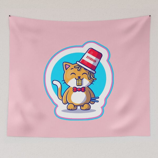 Item preview, Lindo gatito saboreando deliciosos fideos Kawaii designed and sold by comicc.