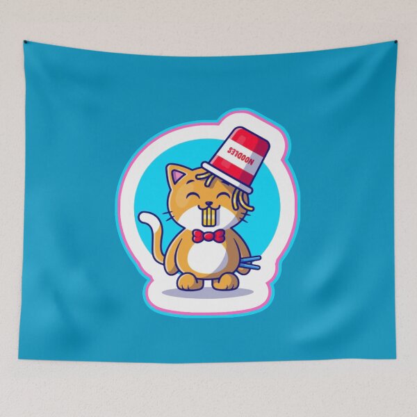 Item preview, Gatito kawaii comiendo fideos ramen designed and sold by comicc.