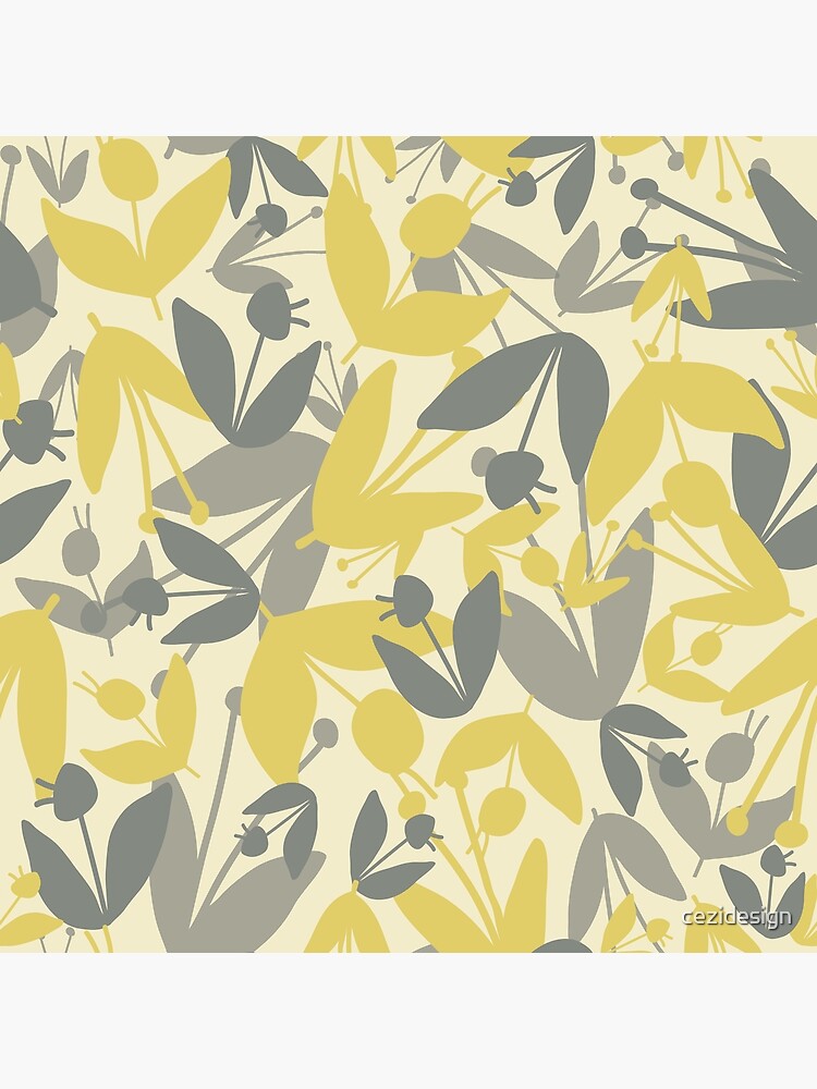 Discover Garden party floral overlap yellow cream Premium Matte Vertical Poster
