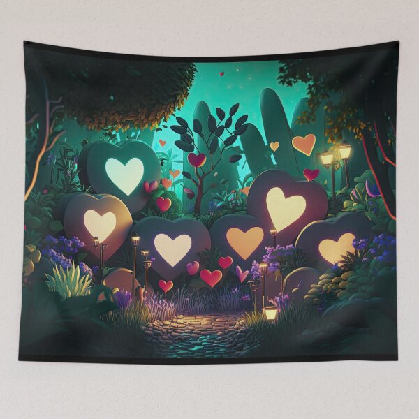 Item preview, Love Garden - Enchanted Fantasy Love Garden with Love Heart Sculptures  - Original Artwork designed and sold by CloudofKnowing.