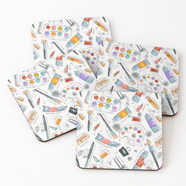 Item preview, Watercolor Supplies and Objects Pattern designed and sold by Farissa Designs.