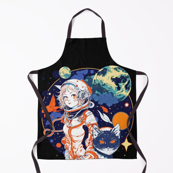 Item preview, Cat & Girl in Space Fantastic Retro Cat Lover designed and sold by SecretDicer.