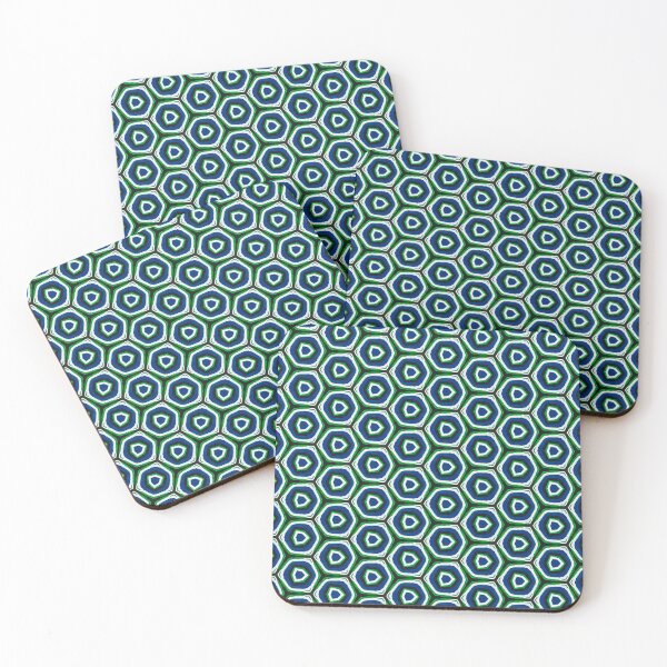 Item preview, Hexagon Pattern 10, Green, Blue, Black, White designed and sold by Joelle Burnette.