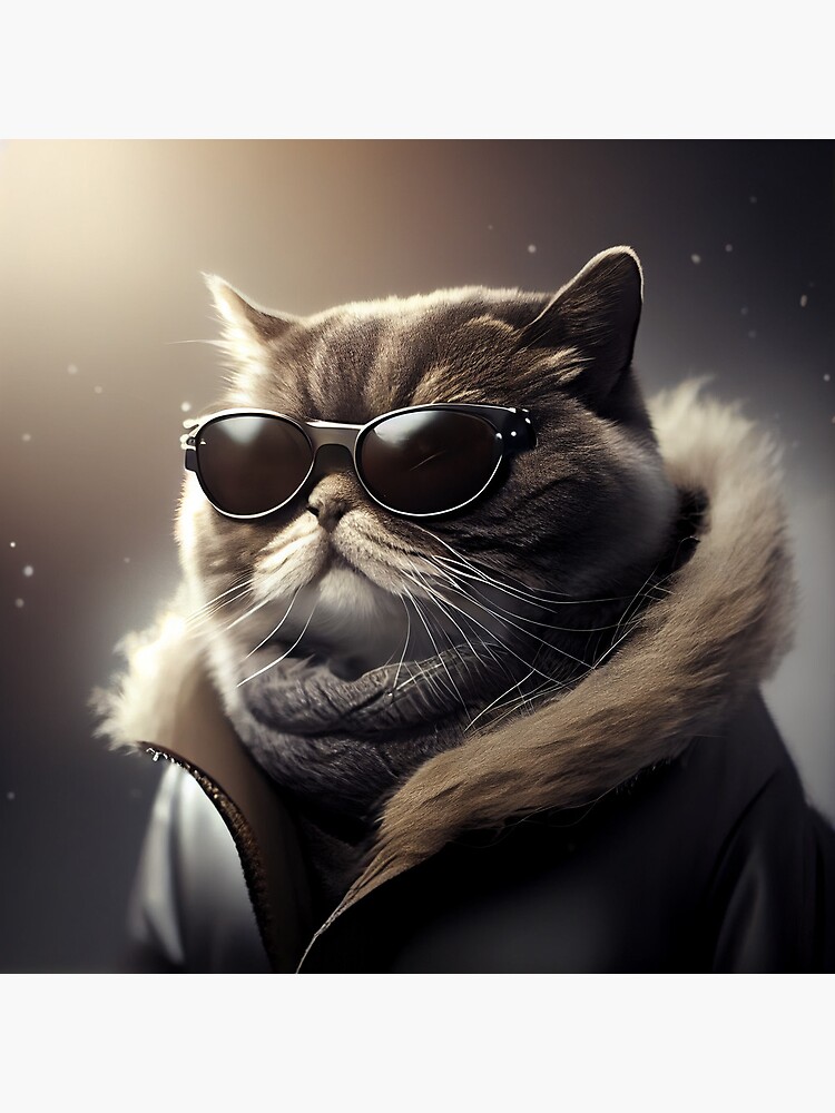 Chic cat wearing sunglasses glasses and coat Meditating Canvas