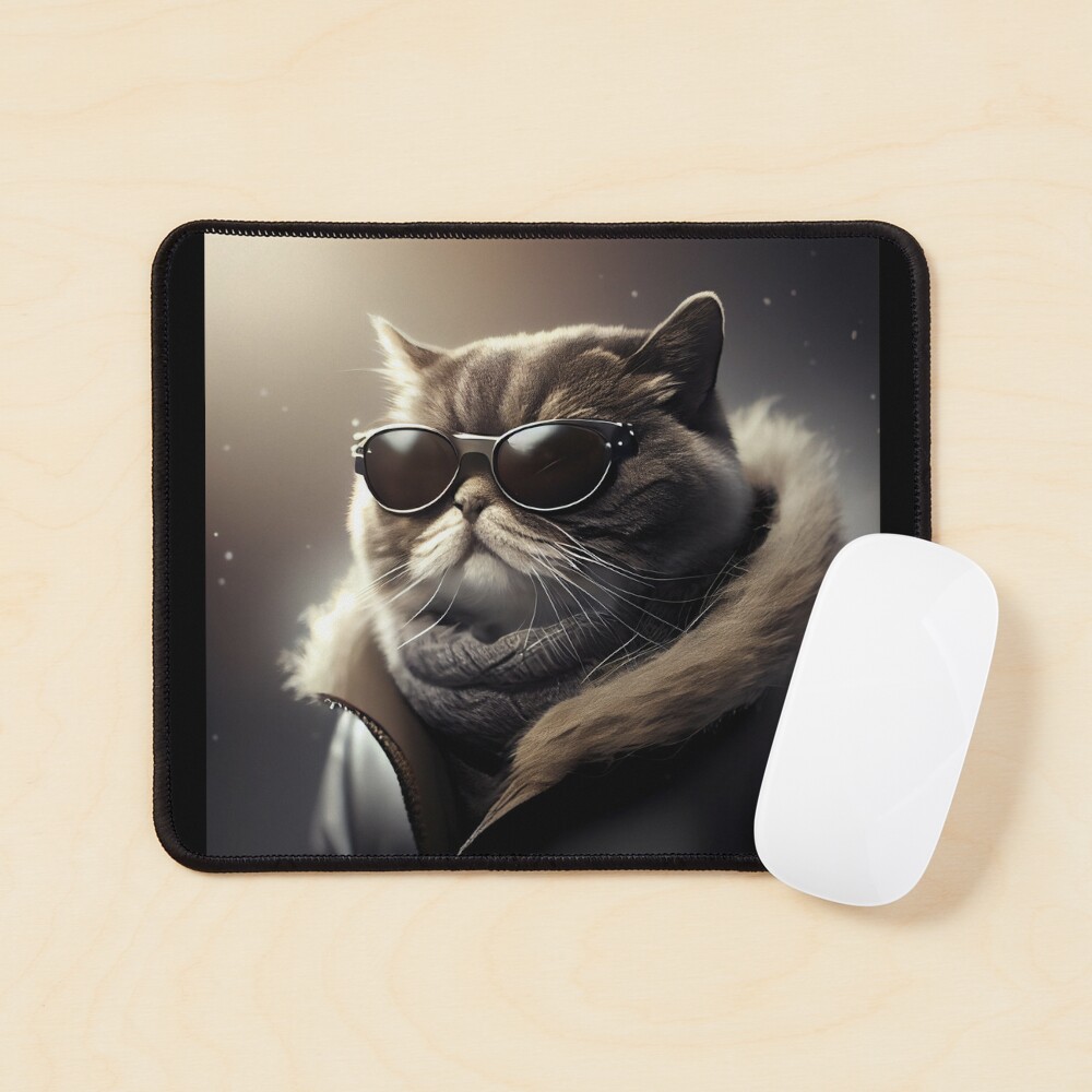 Chic cat wearing sunglasses glasses and coat Meditating Sticker